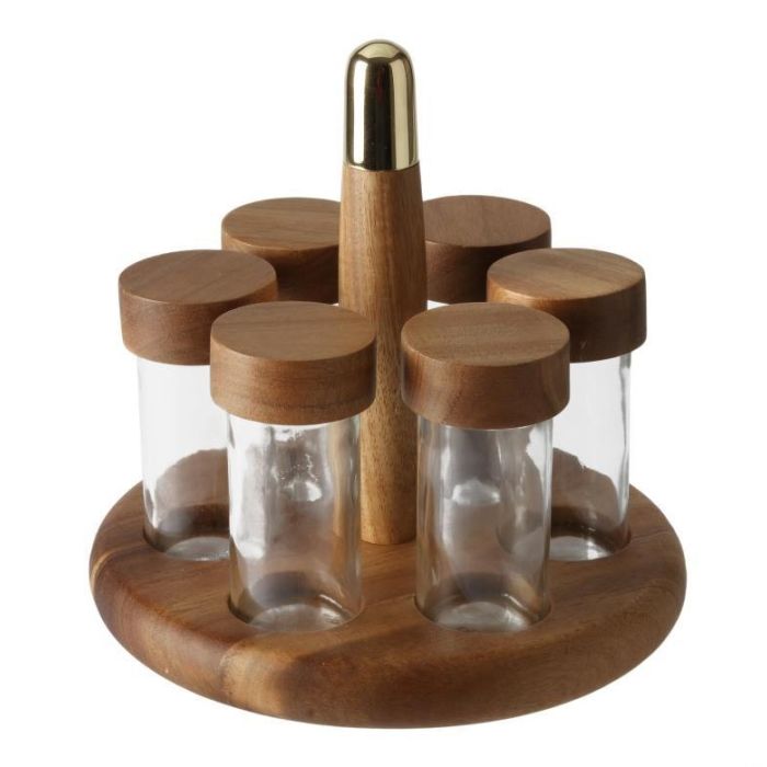 Especiero Basicos DKD Home Decor Natural Dorado 20.3 x 20 x 20.3 cm Set de 6 0 Especiero Basicos DKD Home Decor Natural Dorado 20.3 x 20 x 20.3 cm Set de 6 0