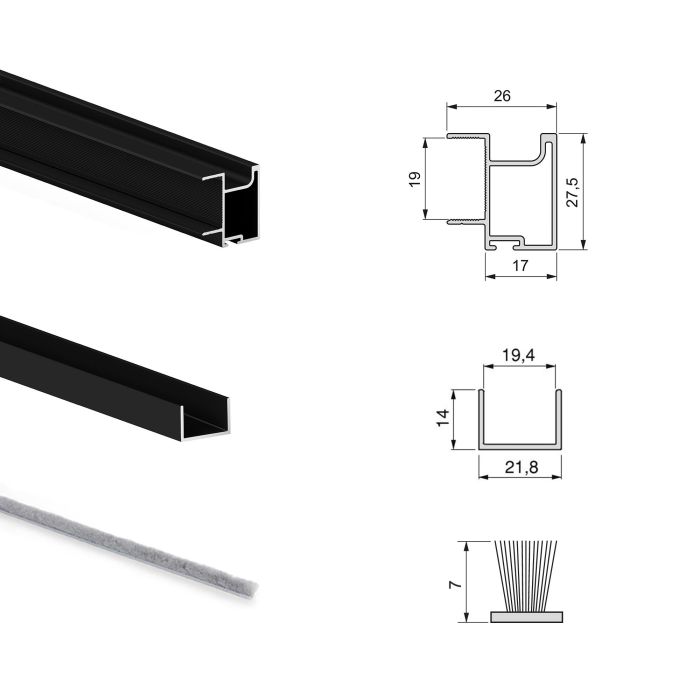 Emuca Kit de herrajes para armario de 2 puertas correderas y cierre suave Placard 74, modelo tirador Sharp, espesor 19mm, tableros no incluidos, Pintado negro 5 Emuca Kit de herrajes para armario de 2 puertas correderas y cierre suave Placard 74, modelo tirador Sharp, espesor 19mm, tableros no incluidos, Pintado negro 5