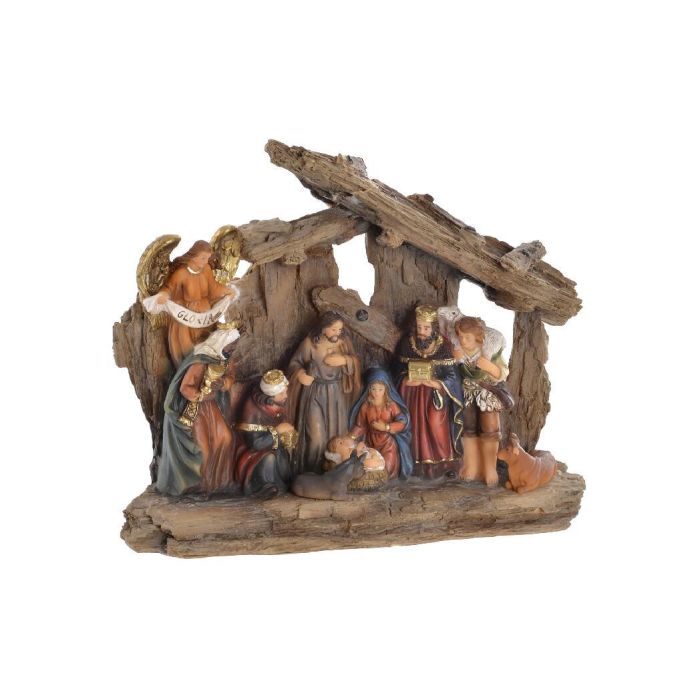 DKD Home Decor Nacimiento Navidad Tradicional Resina Marrón 7.5x21.5x18 cm (2 Unidades)