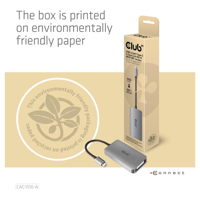 Club 3D CAC-1510-A Adaptador USB 3.2 Tipo C a DVI-D Dual Link, Soporte 4K@60Hz, Conector DisplayPort Alt Mode 9