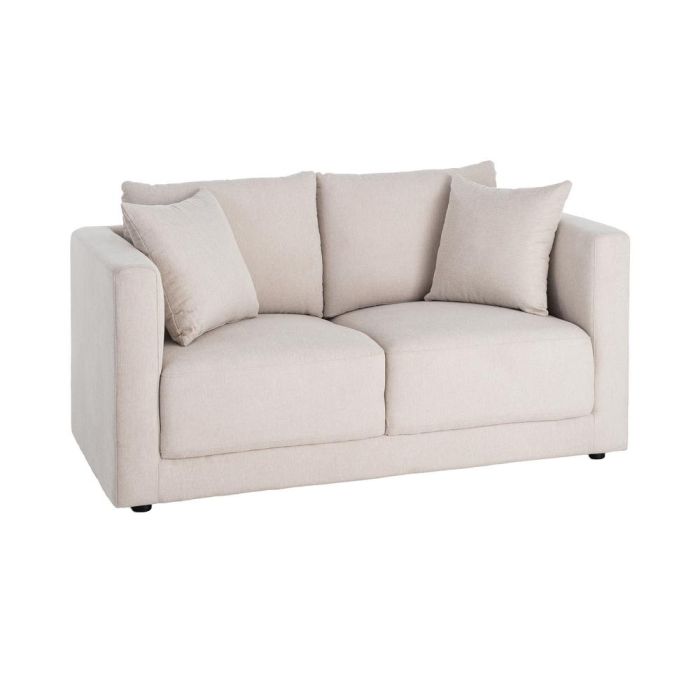 Sofá 2 Plazas Crema Tejido-Madera 165 X 96 X 86 cm