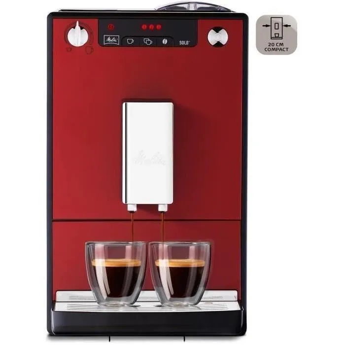 Melitta E950-104 Cafetera Espresso Automática con Molinillo Caffeo Solo, Roja, 15 Bares, Intensidad Regulable 2