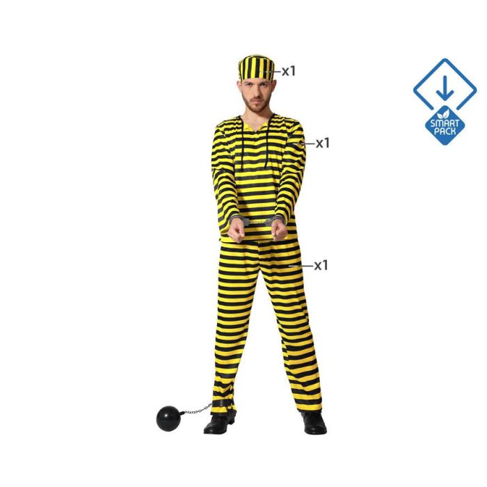 Disfraz Preso Amarillo Y Negro XXL Disfraz Preso Amarillo Y Negro XXL