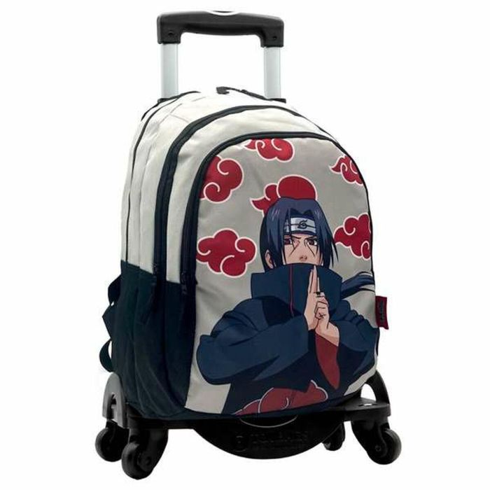 Mochila primaria naruto itachi doble compartimento adaptable + carro negro t963 . 44 x 30 x 20 cm.