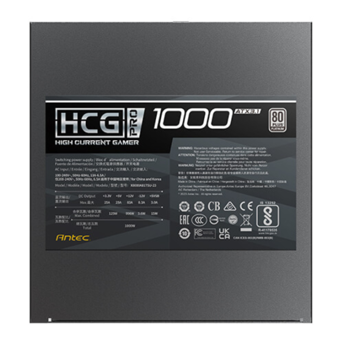 Antec HCG1000 PRO ATX 3.1 Unidad de Fuente de Alimentación 1000W 80 PLUS Platinum ATX Negro 6
