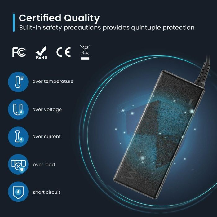 Ewent EW3982 Cargador USB-C Power Delivery 90W para Portátil hasta 15.6", Smartphone y Tablet - Cable 3.2m Negro 4