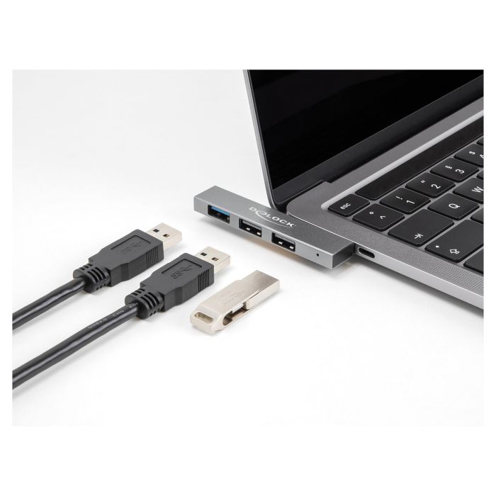 DeLOCK Concentrador USB 3 Puertos Slim, USB-C a 1x USB-A 10 Gbps (USB 3.2 Gen 2) + 2x USB-A 2.0, Plug and Play, Gris Metal 2 DeLOCK Concentrador USB 3 Puertos Slim, USB-C a 1x USB-A 10 Gbps (USB 3.2 Gen 2) + 2x USB-A 2.0, Plug and Play, Gris Metal 2
