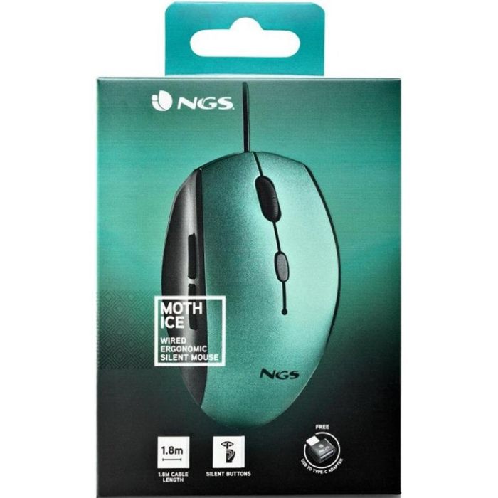 NGS Ratón Ergonómico con Cable, Botones Silenciosos, DPI Ajustables 800/1200/1600, Adaptador USB a Tipo C, Diseño para Diestros 4 NGS Ratón Ergonómico con Cable, Botones Silenciosos, DPI Ajustables 800/1200/1600, Adaptador USB a Tipo C, Diseño para Diestros 4