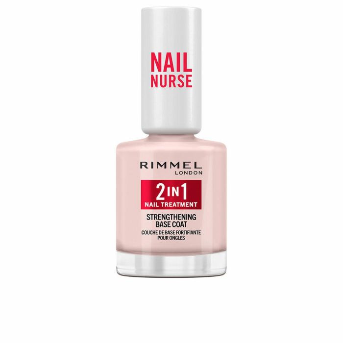 Rimmel London NAIL NURSE 2 IN 1 Tratamiento Uñas & Base Coat Doble Acción Fortalecedor y Protector para Uñas Sanas y Resistentes 12 ml