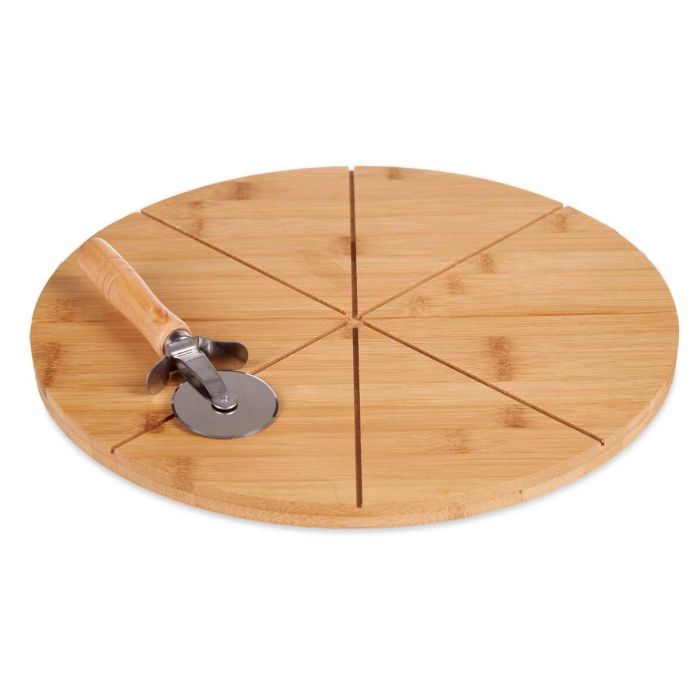 Plato Pizza Bambú 35 cm con Cortador - Kinvara (6 Unidades) 1 Plato Pizza Bambú 35 cm con Cortador - Kinvara (6 Unidades) 1