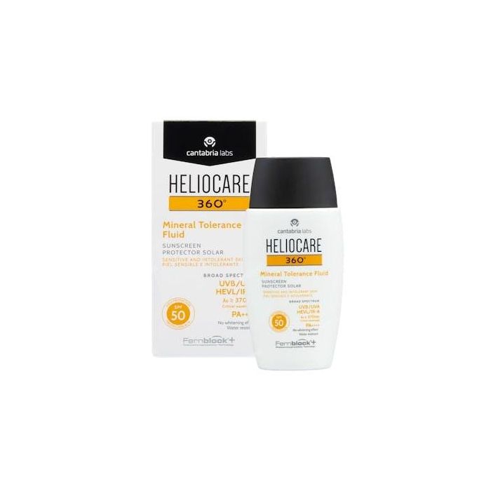 Heliocare 360° Protector Solar Facial Fluido Mineral SPF50 Piel Sensible, Hipoalergénico, No Comedogénico 50 ml