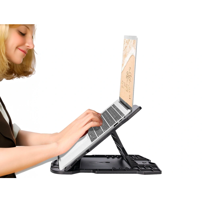 Q-connect Soporte para Portátil Ajustable hasta 17" en 7 Ángulos, Color Negro, 260x280x60 mm 8