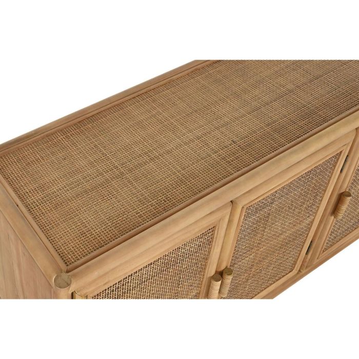 DKD Home Decor Aparador Tropical de Abeto y Ratán Marrón Claro, Acabado Natural, 120x40x65cm con 3 Puertas y 3 Estantes 3 DKD Home Decor Aparador Tropical de Abeto y Ratán Marrón Claro, Acabado Natural, 120x40x65cm con 3 Puertas y 3 Estantes 3