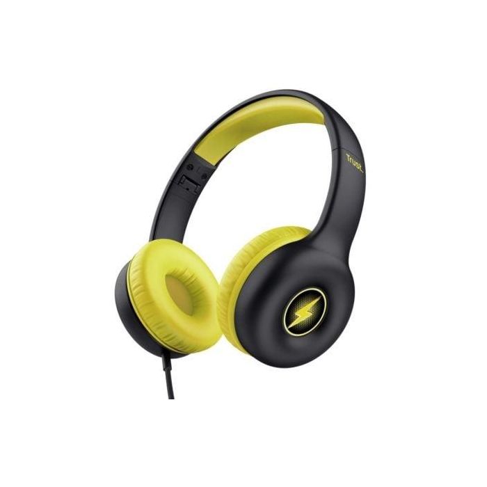 Trust Auriculares Infantiles Nouna Kids con Micrófono Negros 25406 - Limitación Volumen 85dB, Plegables