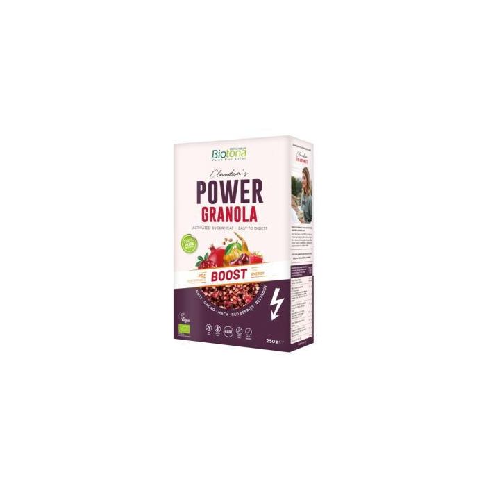 BIOTONA Power Granola Boost Muesli 250g Bio Vegana. Ideal Merienda Energizante Pre-Entrenamiento