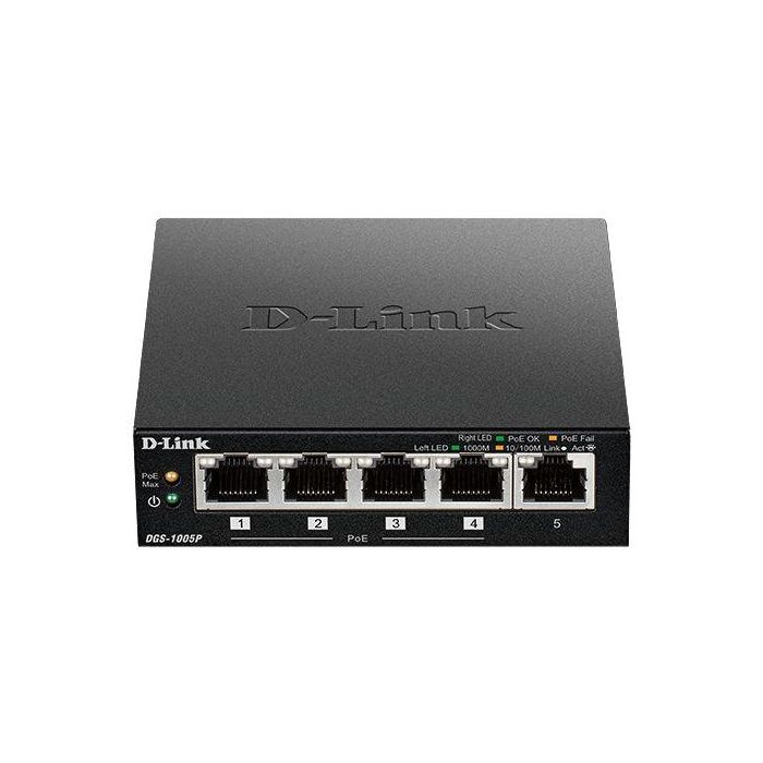 D-Link DGS-1005P/E Switch 5 Puertos Gigabit Ethernet RJ-45 PoE+ IEEE 802.3af/at 60W Power Budget Plug&Play EEE Silencioso 2
