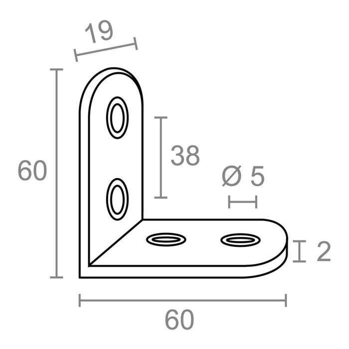 Edm Ángulo Refuerzo AN24 Acero Inoxidable 60 x 60 x 19 mm 4 Unidades 5 Edm Ángulo Refuerzo AN24 Acero Inoxidable 60 x 60 x 19 mm 4 Unidades 5