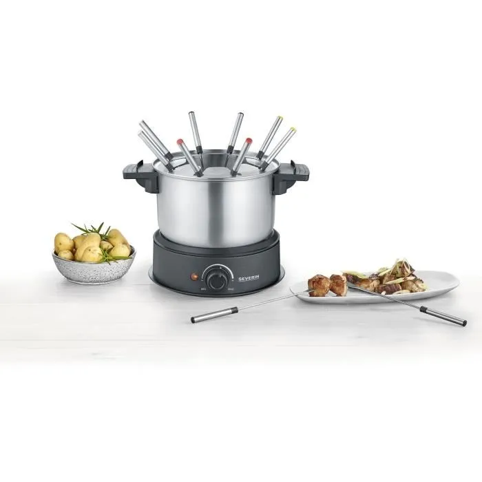 Severin FO2473 Fondue Eléctrica para 8 Personas con Olla Extraíble de Acero Inoxidable 3