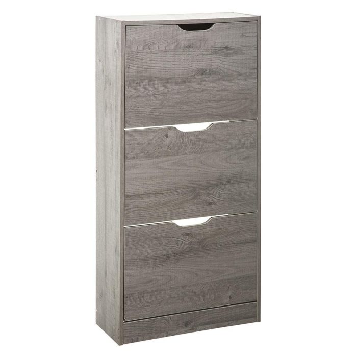 5Five Zapatero de madera gris claro 115x60x24 cm, 3 compartimentos para 18 pares de zapatos