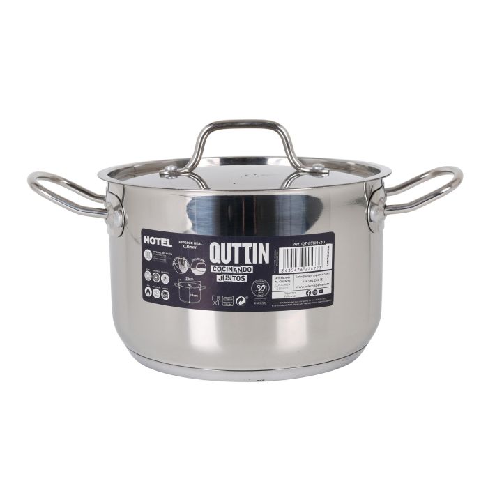 Quttin - Olla con Tapa de Acero Inoxidable para Inducción - 20 cm - 4 Litros (4 Unidades) 4