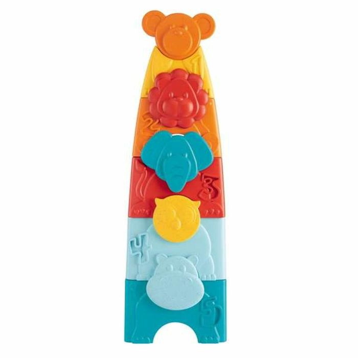 Chicco Torre Apilable de Animalitos 2 en 1, Juguete Educativo para Desarrollo de Lógica y Habilidades Manuales, 10 Piezas, 11x7x35 cm