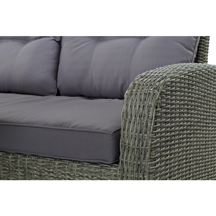 DKD Home Decor Sofá de Jardín y Terraza Gris 204x267x90 cm Set 4 Piezas Desmontable con Cojines Ratán Sintético 2 DKD Home Decor Sofá de Jardín y Terraza Gris 204x267x90 cm Set 4 Piezas Desmontable con Cojines Ratán Sintético 2