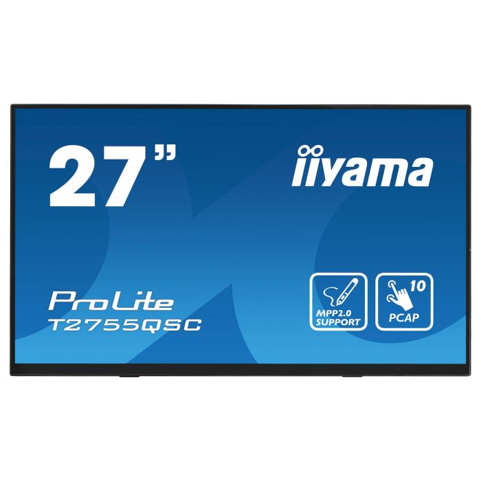 iiyama T2755QSC-B1 Monitor Táctil 27" QHD/2K IPS, 2560x1440, 75Hz, 5ms, USB-C, HDMI, DisplayPort, Altavoces, Negro