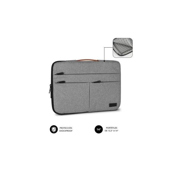 Funda Subblim Air Padding 360 Sleeve para Portátiles hasta 14"/ Gris Claro Funda Subblim Air Padding 360 Sleeve para Portátiles hasta 14"/ Gris Claro