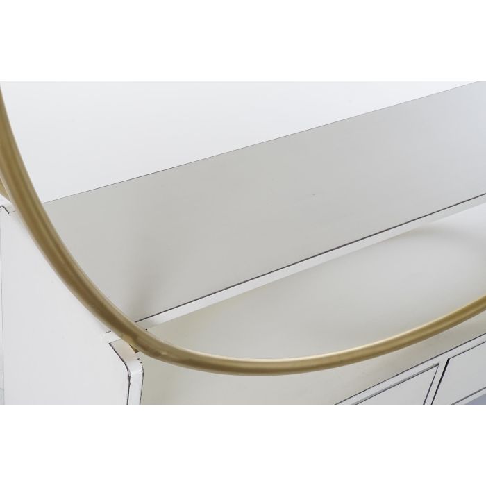 DKD Home Decor Estantería Oriental con 4 Estantes y 2 Cajones, Madera de Álamo y Metal Blanco Dorado, 160x180x35 cm 2 DKD Home Decor Estantería Oriental con 4 Estantes y 2 Cajones, Madera de Álamo y Metal Blanco Dorado, 160x180x35 cm 2
