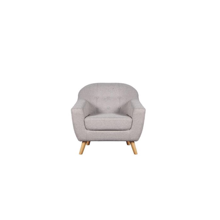 DKD Home Decor Sillon Scandi Beige de Poliester y Madera Rubberwood, 83 cm Ancho x 80 cm Fondo x 80 cm Alto, Altura Asiento 46 cm