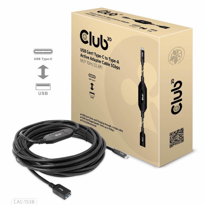 Club3D Cable USB 3.2 Tipo C a USB Tipo A 5Gbps Macho/Hembra 10m 1 Club3D Cable USB 3.2 Tipo C a USB Tipo A 5Gbps Macho/Hembra 10m 1