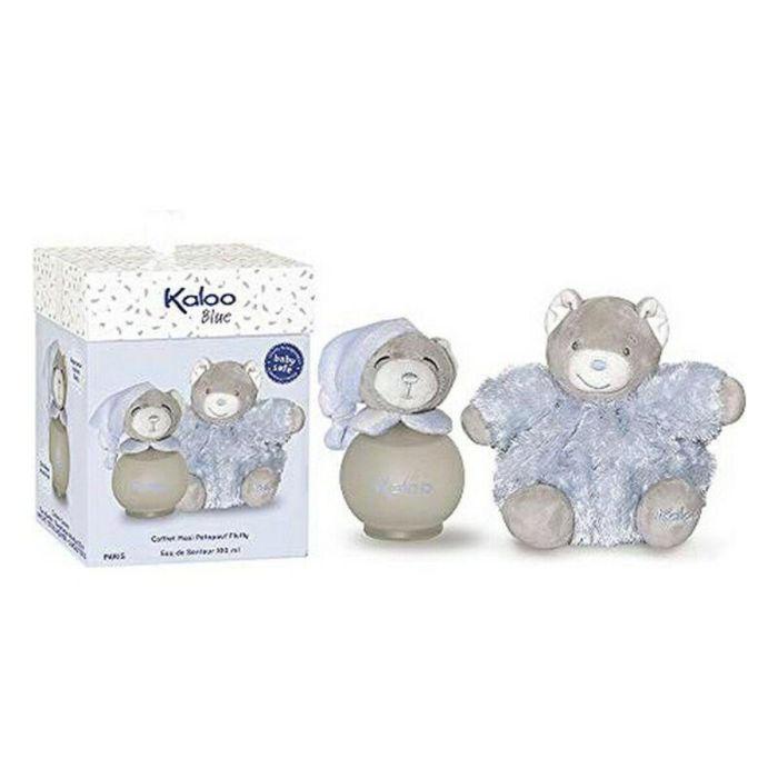 Kaloo Blue Lote Eau de Senteur sin Alcohol 100 ml con Peluche de Oso, Fragancia Infantil Cítrica Floral para Bebés y Niños