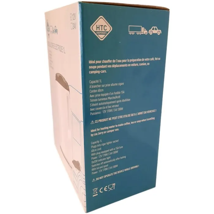 Htc Equipement Hervidor Eléctrico 12V 1 Litro 170W Blanco y Azul 2