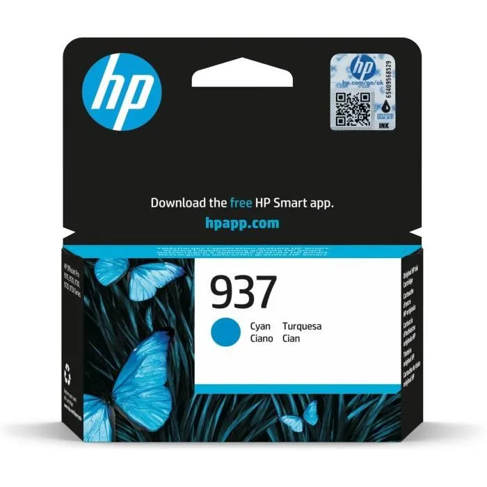 HP Tinta Cian Officejet Pro 9110B, 9120 Aio, 9120B Aio, 9130 All-In-One, 9130B Aio, 9110B, 9700, 9720,9730E,9700E Series - Nº 937