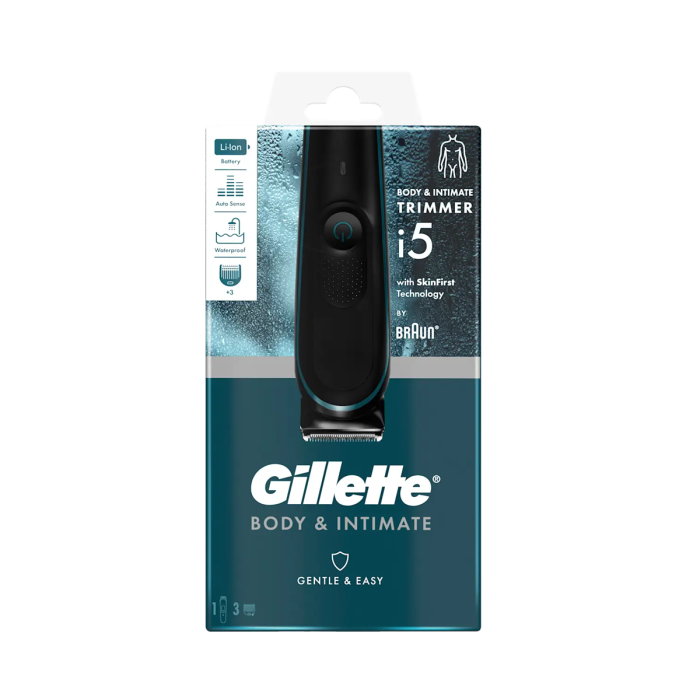 Gillette Skinfirst Men'S Intimate Trimmer I5 Intimate Razor With Lifetime Sharp Blades Waterproof Cordless For Wet And Dry Use