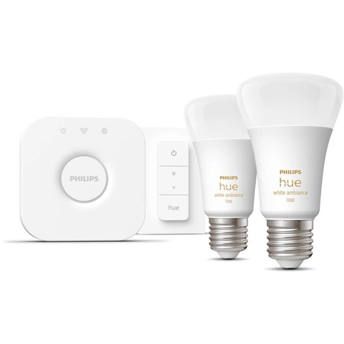 Philips Hue PHI8719514291812 Kit de arranque bombillas LED E27 White 10.5W, Lote 2, con Control Remoto 1 Philips Hue PHI8719514291812 Kit de arranque bombillas LED E27 White 10.5W, Lote 2, con Control Remoto 1