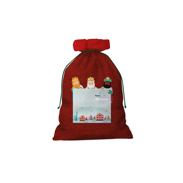 Bismark 333594 Saco Regalos Reyes Magos Personalizable Grande 49x69 cm Poliéster Rojo