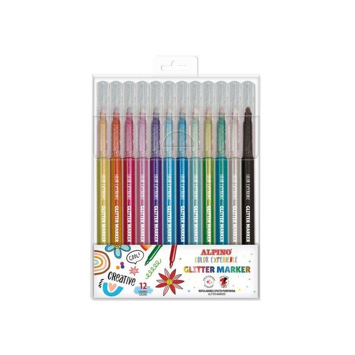 Alpino Rotuladores Glitter Color Experience Efecto Purpurina C-Surtidos Estuche 12 Ud