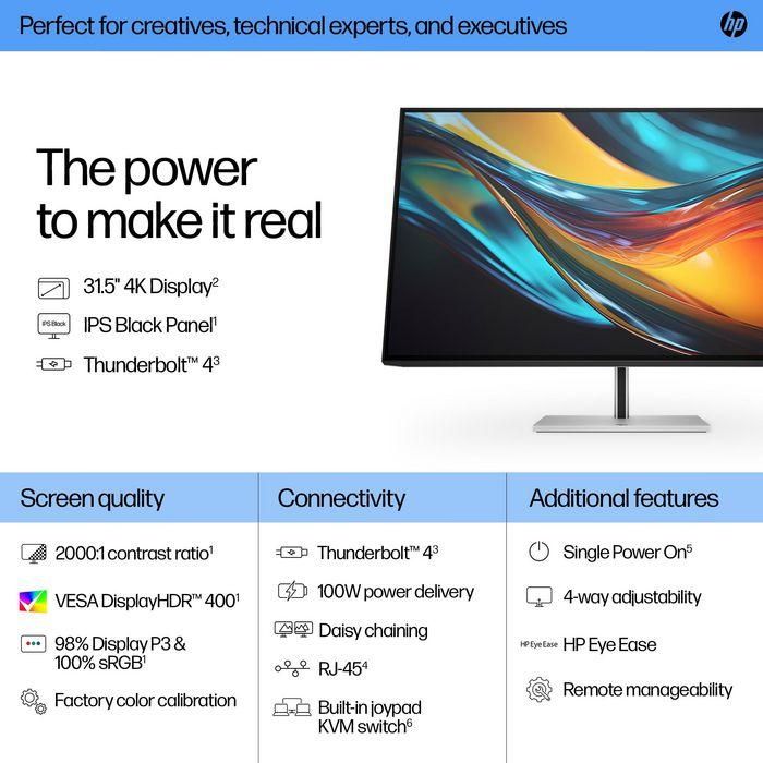 HP Series 7 Pro 31.5 inch 4K Thunderbolt 4 Monitor - 732pk 15 HP Series 7 Pro 31.5 inch 4K Thunderbolt 4 Monitor - 732pk 15