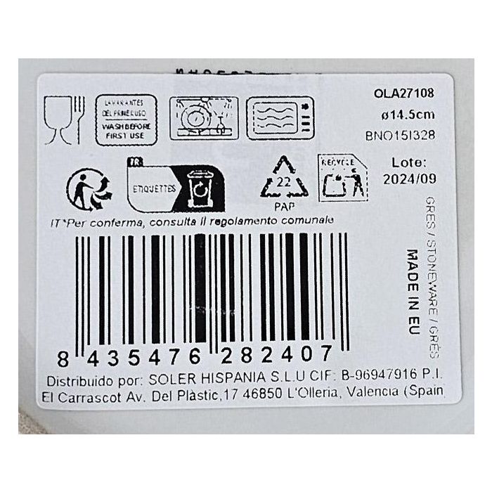 Bol Olaf Nordic Ivory Brillo Ø14.5 cm - Inde (12 Unidades) 1 Bol Olaf Nordic Ivory Brillo Ø14.5 cm - Inde (12 Unidades) 1
