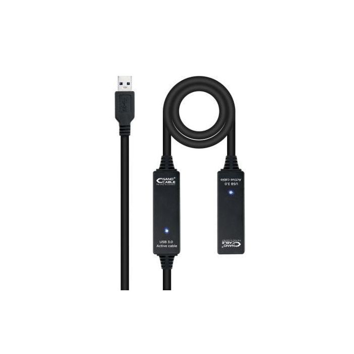 Nanocable 10.01.0313 Cable Alargador USB 3.0 con Amplificador para Larga Distancia - USB Macho a Hembra, 15m, Negro, 5Gbps Nanocable 10.01.0313 Cable Alargador USB 3.0 con Amplificador para Larga Distancia - USB Macho a Hembra, 15m, Negro, 5Gbps