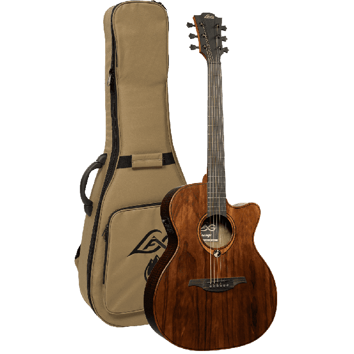 LAG Guitarra Acústica Auditorium Cutway A/E Sauvage Especia Electroacústica Folk Tapa Sólida Brankowood Acabado Satinado Relic Cutaway 4
