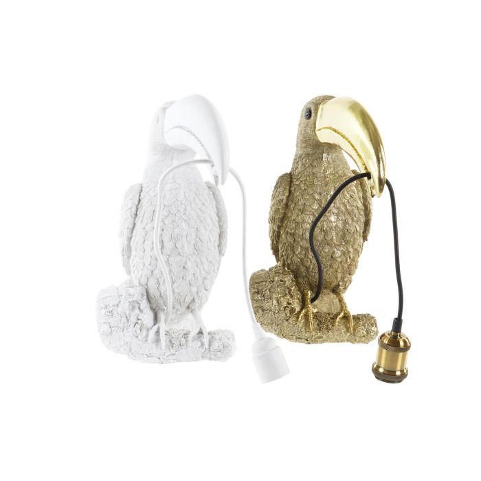 DKD Home Decor Lámpara Aplique Tropical Dorado Blanco Tucan Resina 19.5 x 44 x 26 cm (2 Unidades) 1
