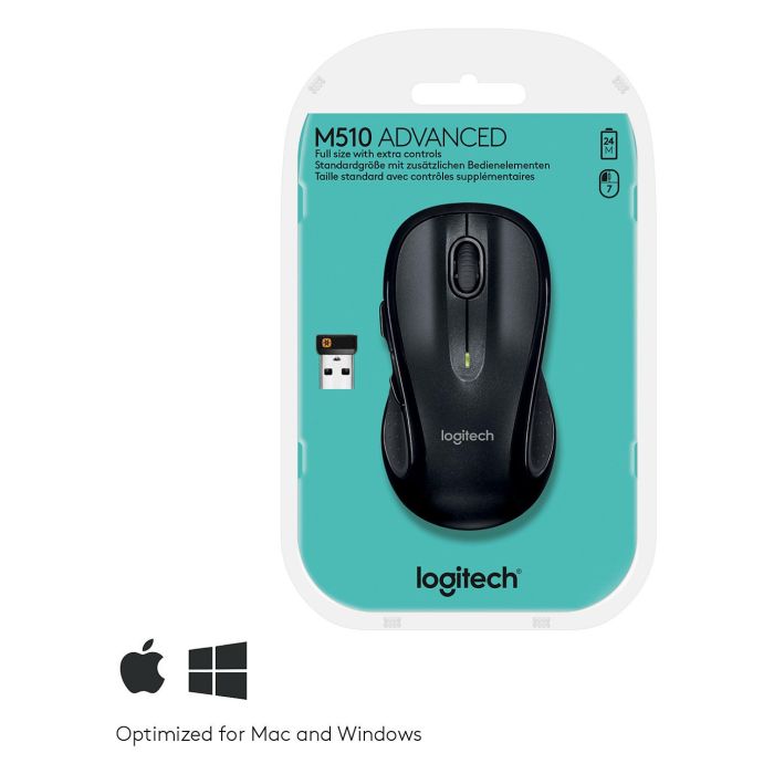 Logitech M510 Ratón Inalámbrico RF Láser Negro
