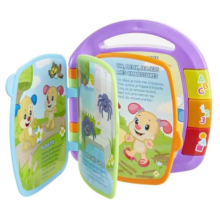 Fisher Price Libro interactivo de perritos infantiles para bebés - Aprende letras, números y palabras - 6 meses y + 1
