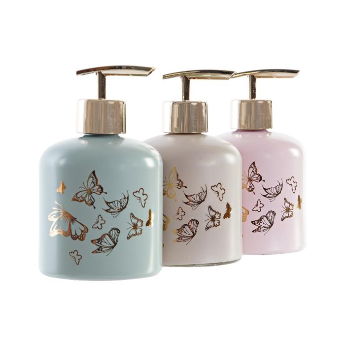 DKD Home Decor Dosificador Romantico Rosa Beige Cristal Abs 8 x 14 x 8 cm (12 Unidades) 1