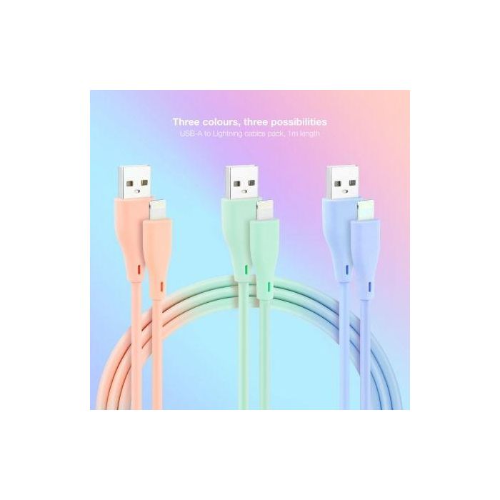 Nanocable 10.10.0401-A1 Cables USB 2.0 a Lightning Macho para Apple iPhone iPad iPod 3 Unidades 1m Rosa, Azul y Verde 1 Nanocable 10.10.0401-A1 Cables USB 2.0 a Lightning Macho para Apple iPhone iPad iPod 3 Unidades 1m Rosa, Azul y Verde 1