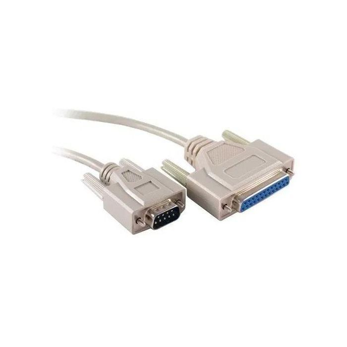 ProXtend Cable Adaptador Serie DB9 RS232 Macho a DB25 Hembra 1.8 Metros Color Beige