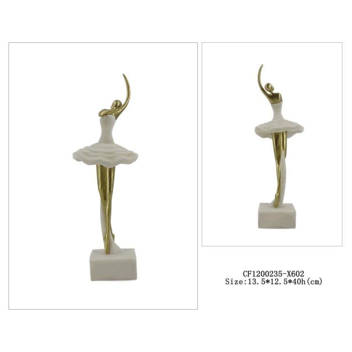 Figura Romantico DKD Home Decor Blanco Dorado 12.5 x 40 x 13.5 cm