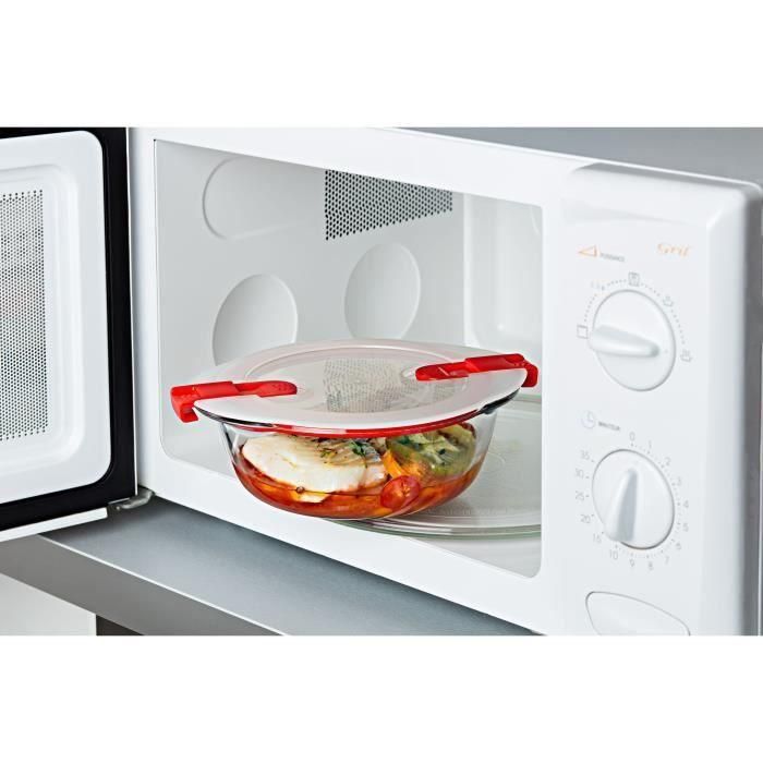 Pyrex PYR3426470284547 Juego de 3 Fiambreras Cook & Heat Vidrio Redondas con Válvulas de Vapor Aptas Microondas 1.1 L 4